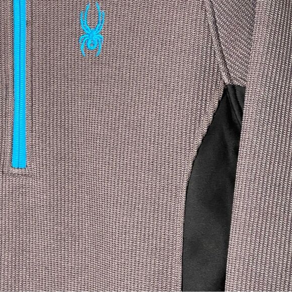 Spyder core sweater jacket dark gray/ black teal accent size S partial zip front - Picture 4 of 7
